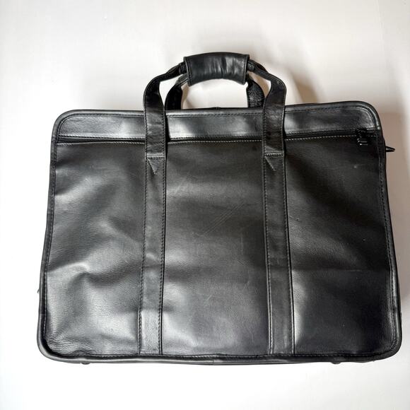 TUMI Soft Black Leather Organizer Laptop Briefcase Portfolio Bag File Separator - Picture 2 of 11
